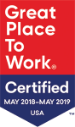 Great Place To Work Certified May 2018-May 2019 USA