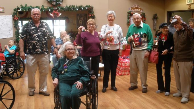 A group of seniors enjoying a well decorated Christmas Party