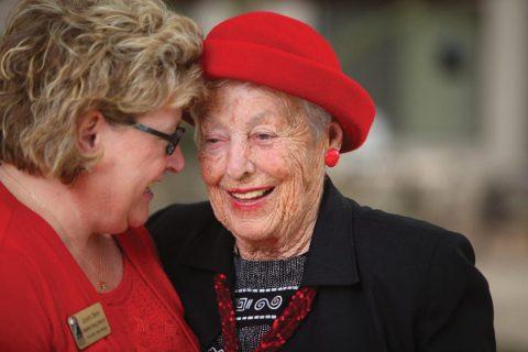 two smiling women
