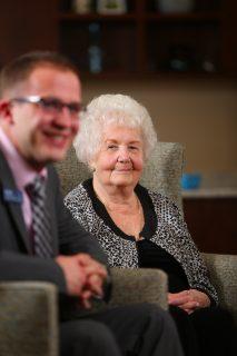 woman sitting and smiling