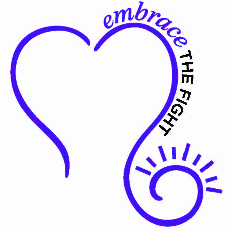Heart logo, text reads embrace the fight