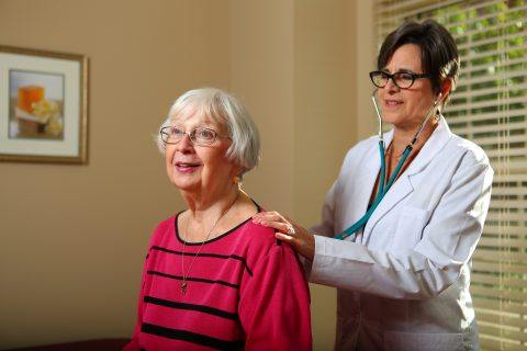 woman getting a check up