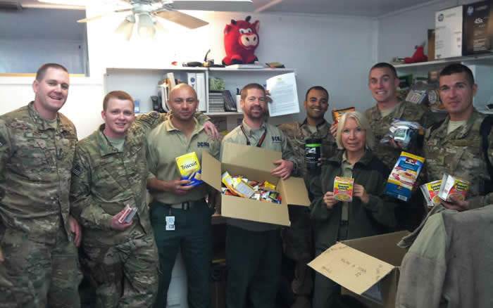 U.S. Troops help out at a local food drive