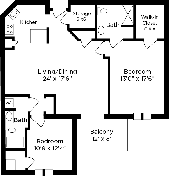 2 Bed 2 Bath