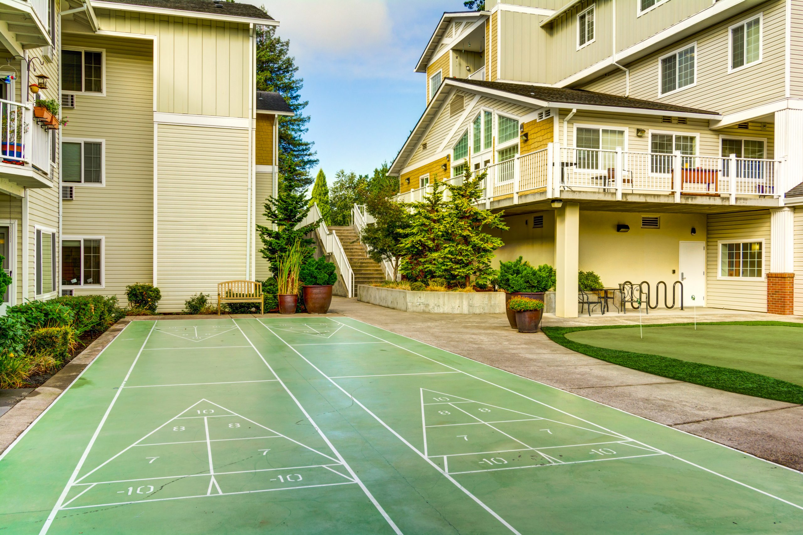 Courtyard fountains Shuffleboard Amenity