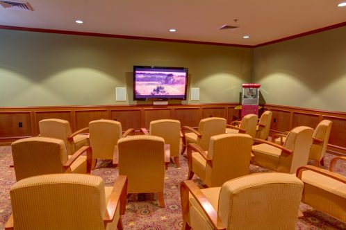 Courtyard fountains movie theater community amenity