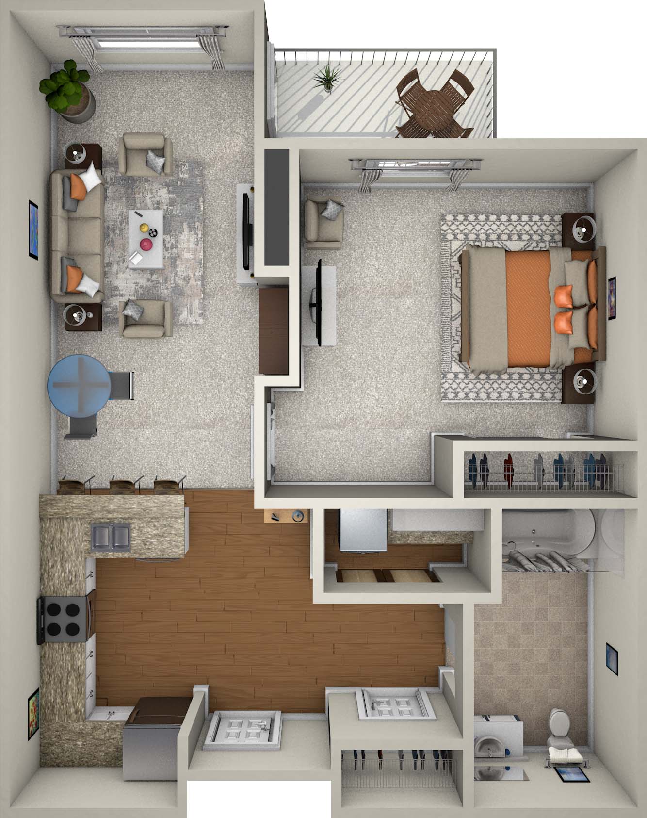 Courtyard fountains Independent Living 1 Bedroom - 765 sq feet