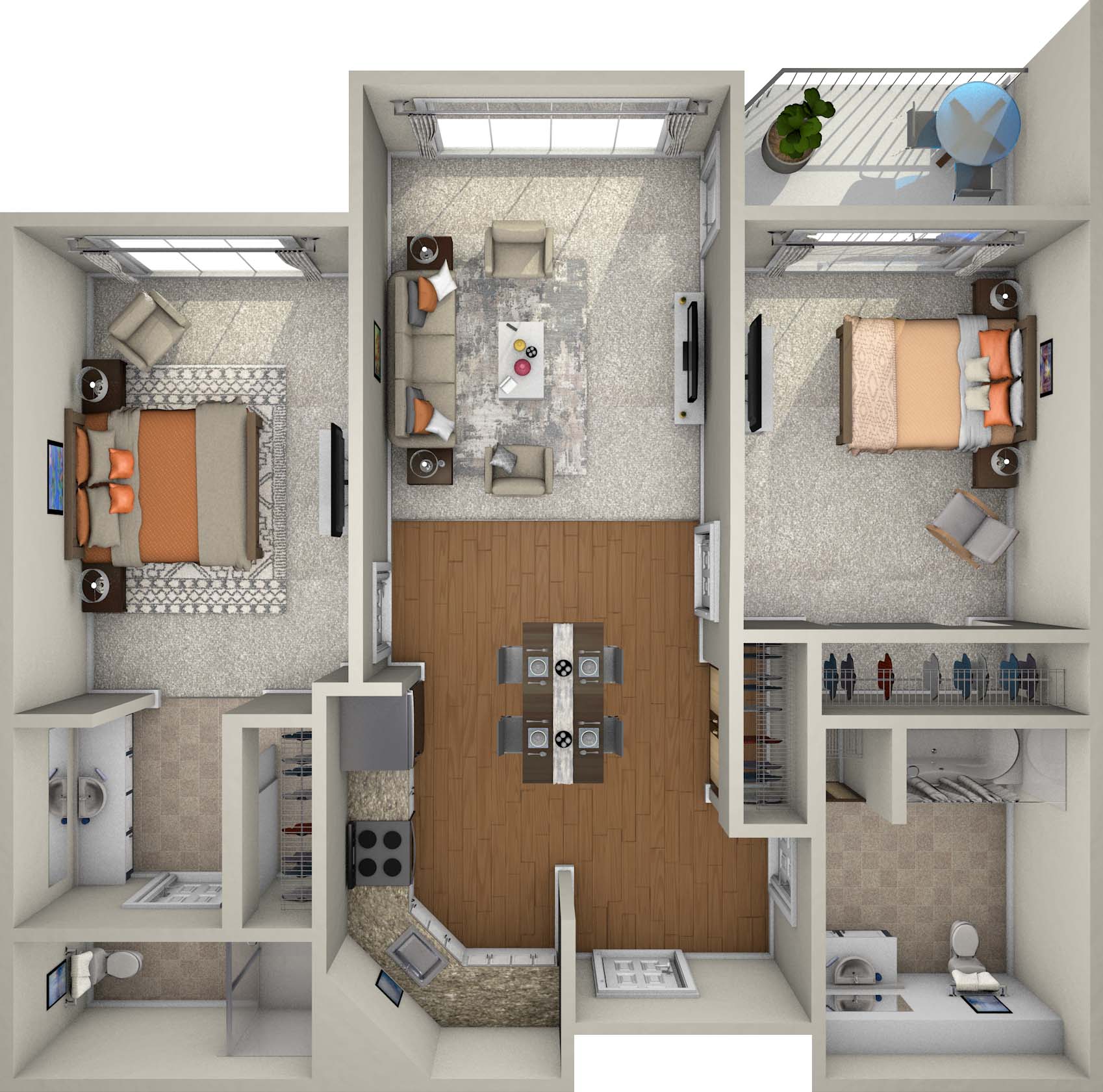 Courtyard fountains Independent Living 2 Bedroom - 870 sq feet