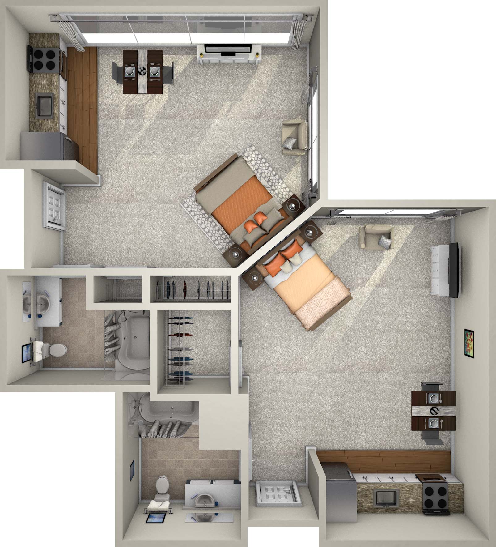 Courtyard fountains Independent Living Corner Studio floor plan