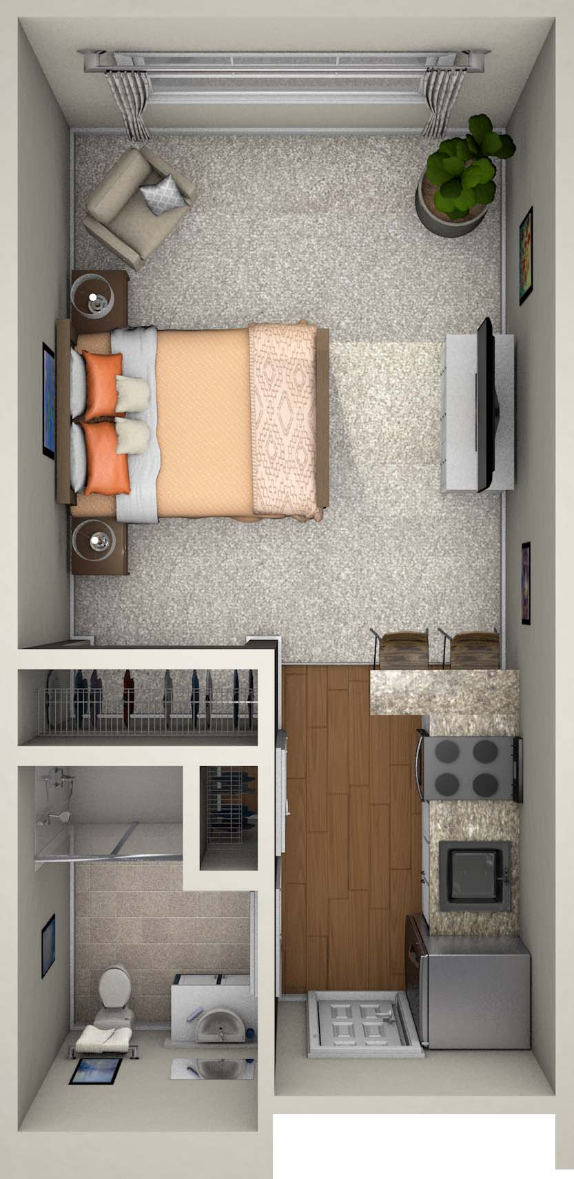 Courtyard fountains Independent Living Studio floor plan