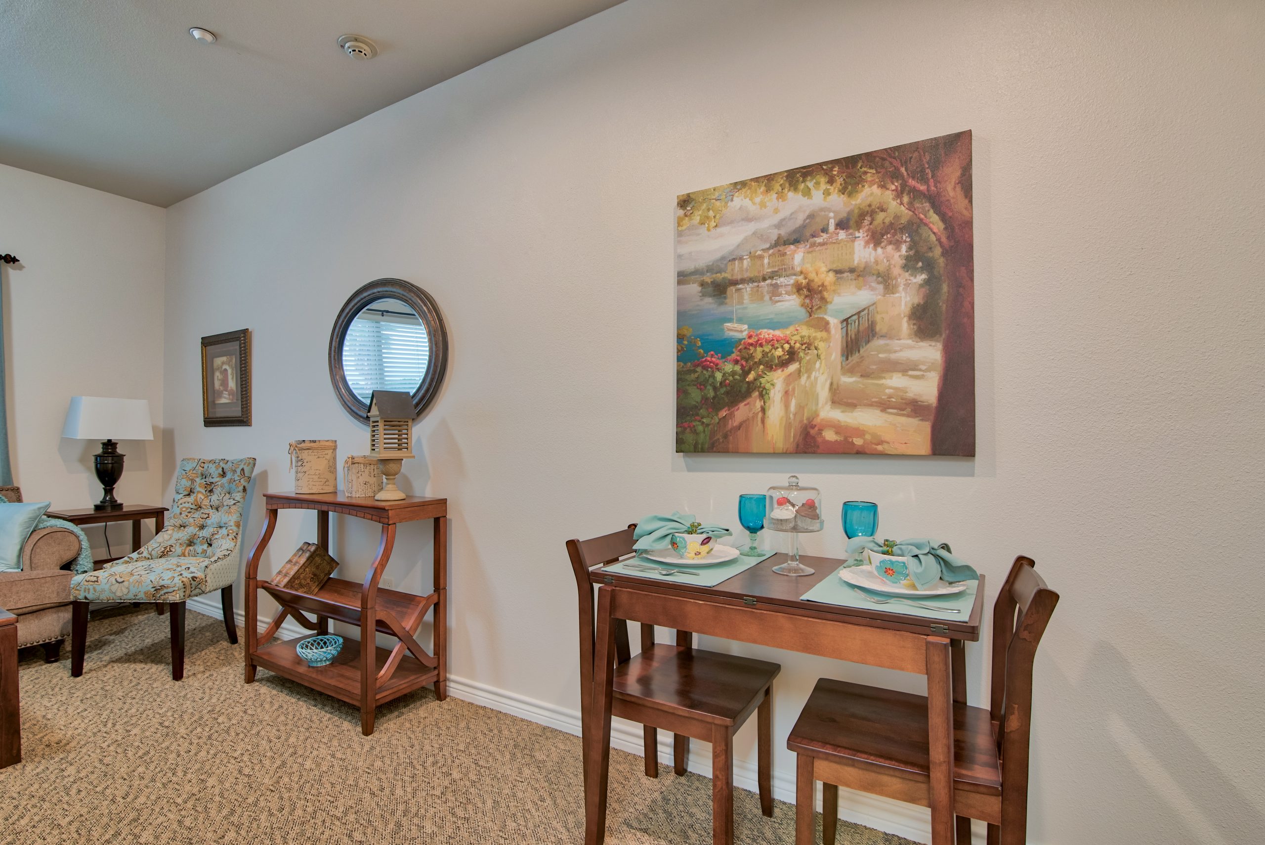 Pelican bay assisted living memory care community apartment dining area