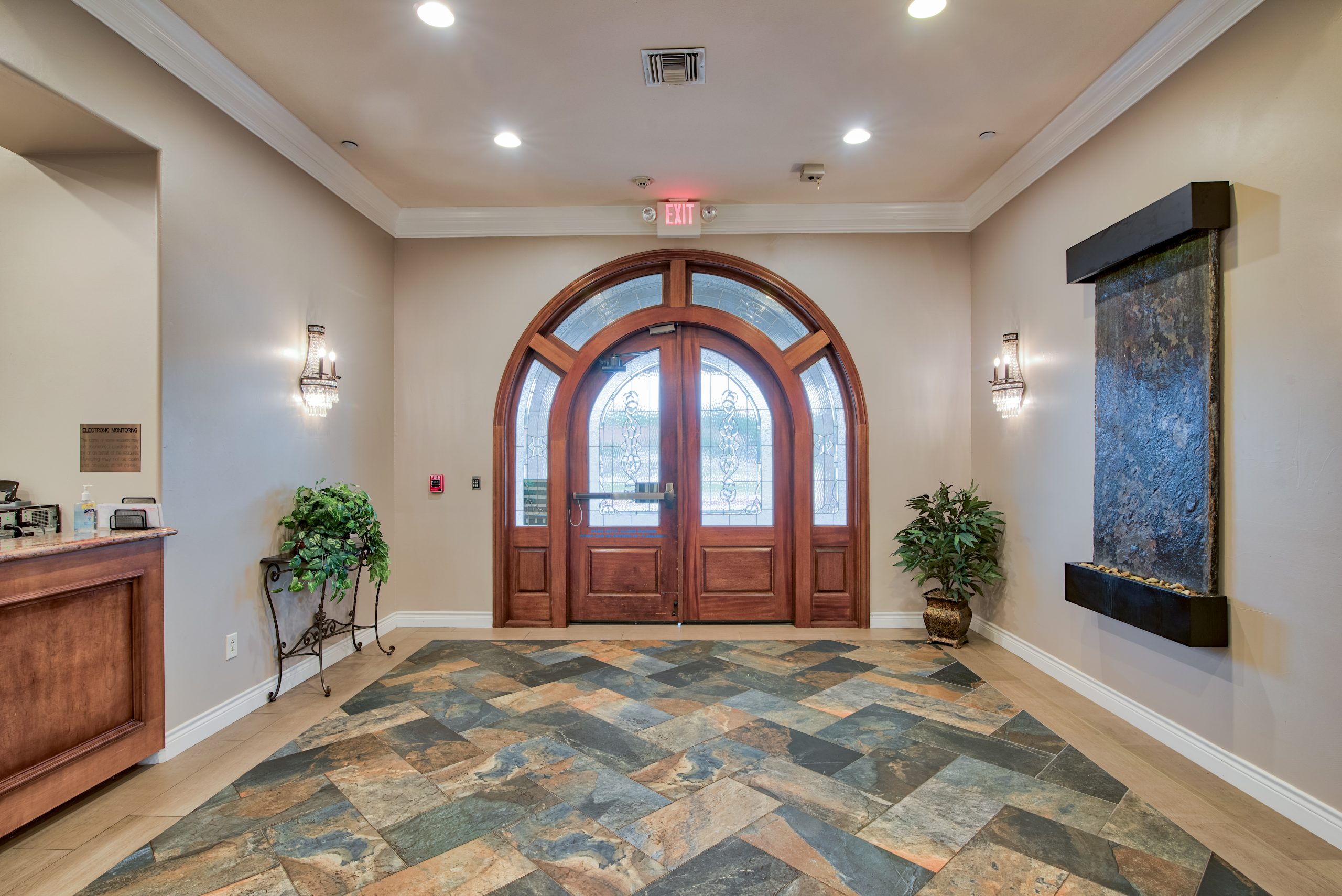 Pelican bay assisted living memory care community indoor front entrance