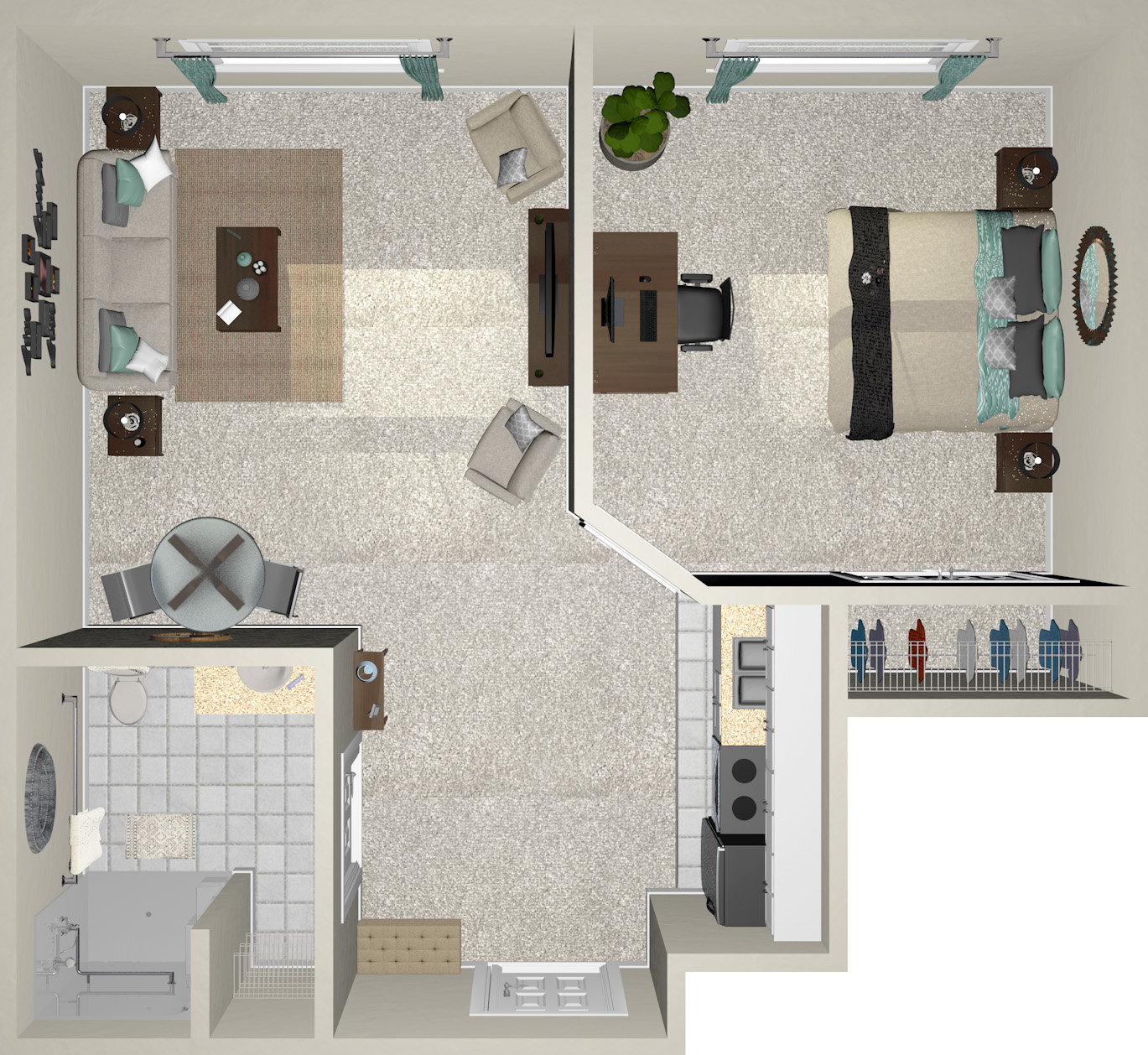 Personal Care One Bedroom - 512 Sq. Ft.