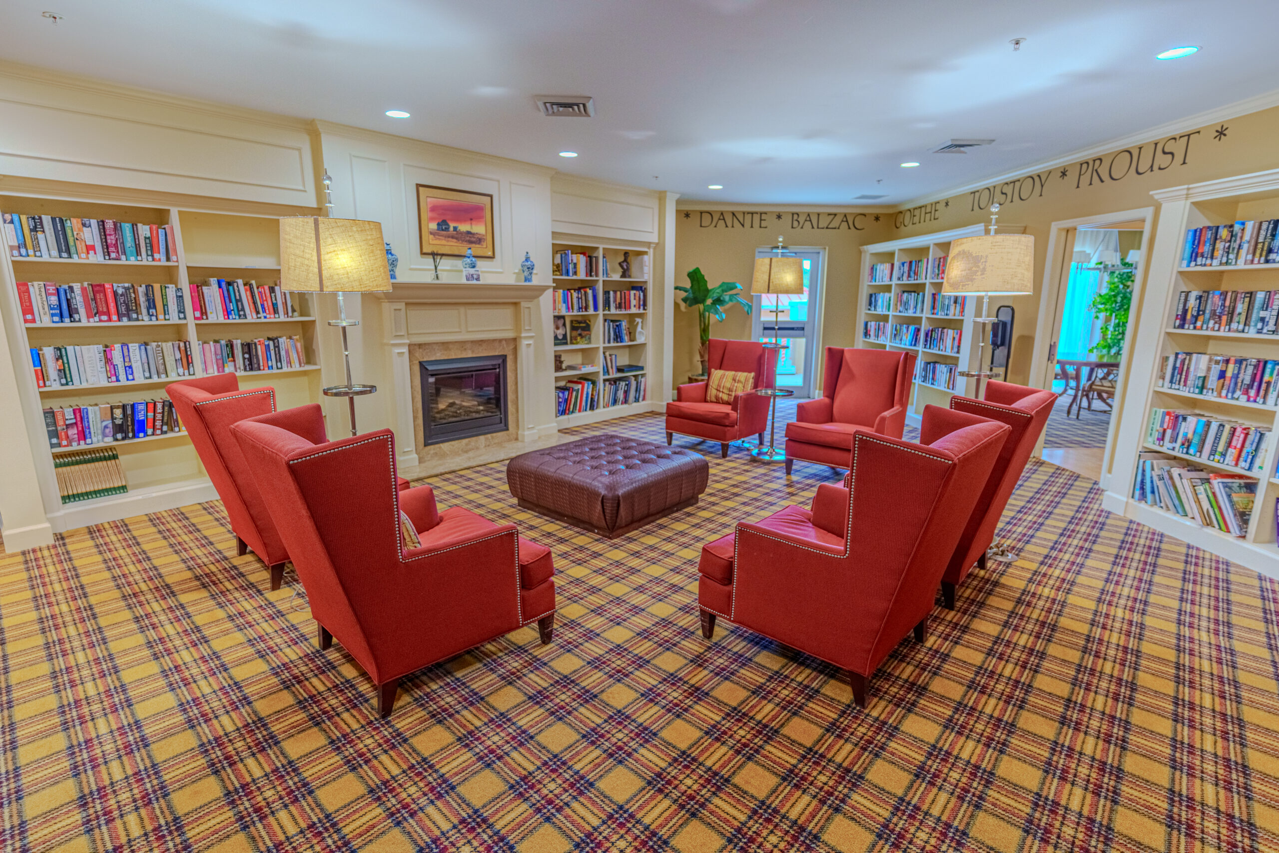 Lounge and fireplace
