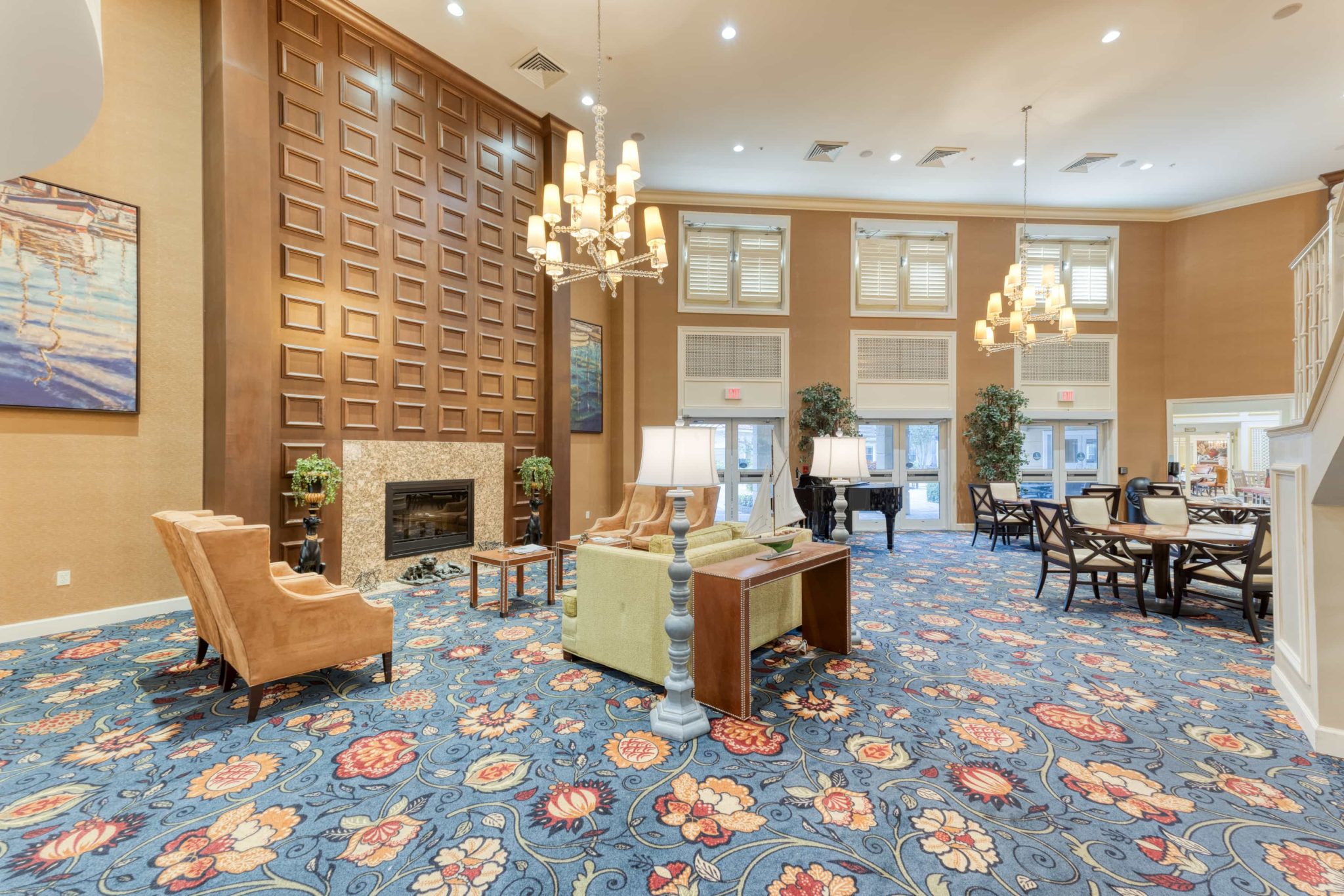 Lounge and fireplace