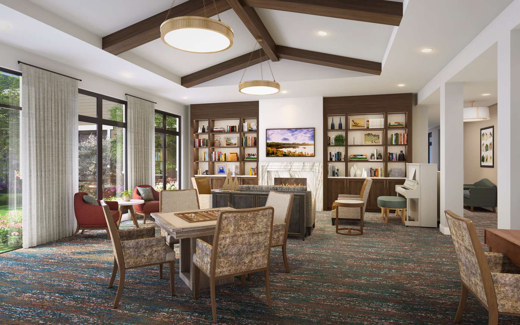 Memory Care living room at the sheridan at severna park
