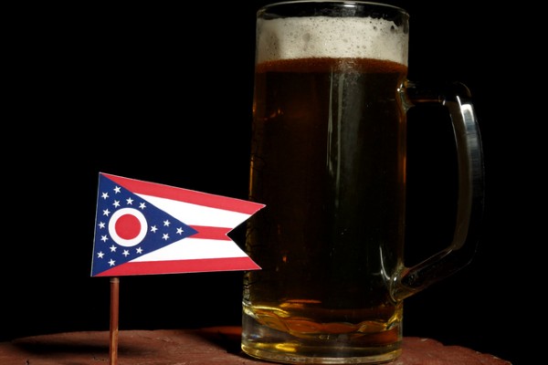 German beer is shown next to an Ohio flag.