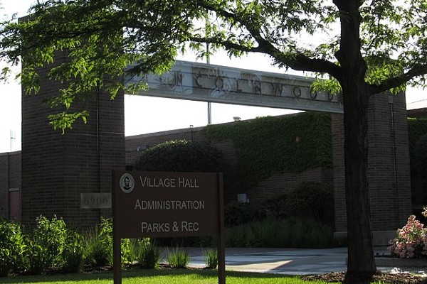 The Lincolnwood Village Hall welcomes visitors to this Chicago suburb.