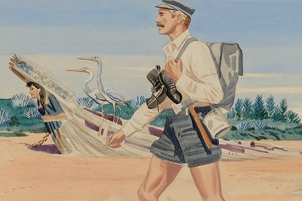 The Barefoot Mailman by Stevan Dohanos is depicted in a mural in the West Palm Beach post office.