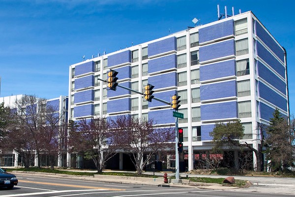 The Hyatt House Hotel in Lincolnwood was known for its purple facade.