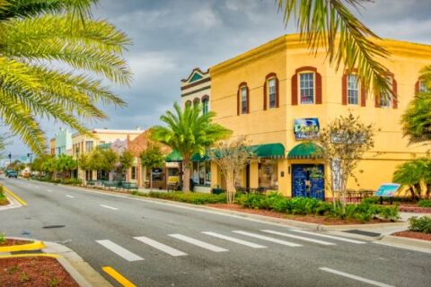 Downtown Titusville, Florida, reflects a small-town feel.