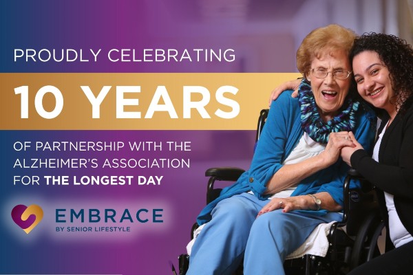 Senior Lifestyle is proud to celebrate 10 years of partnership with The Alzheimer's Association