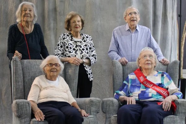 From left, clockwise: June Macklin, Ruth Lewis, Morton Waitzman, Sandra McNeil and Rosa Fitterman. Not pictured: Iris Finkel. (Photo by Katie Burkholder/Rough Draft Atlanta)
