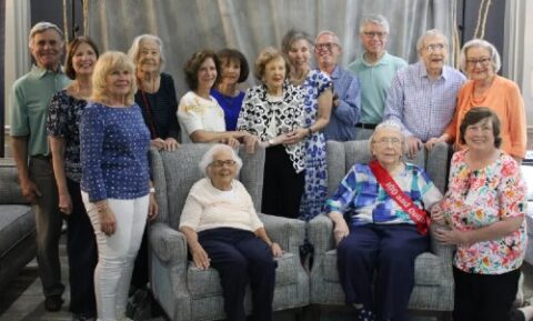 The 100-year-old+ residents with their families. (Photo by Katie Burkholder/Rough Draft Atlanta)