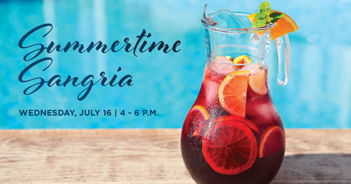 A pitcher of sangria poolside.