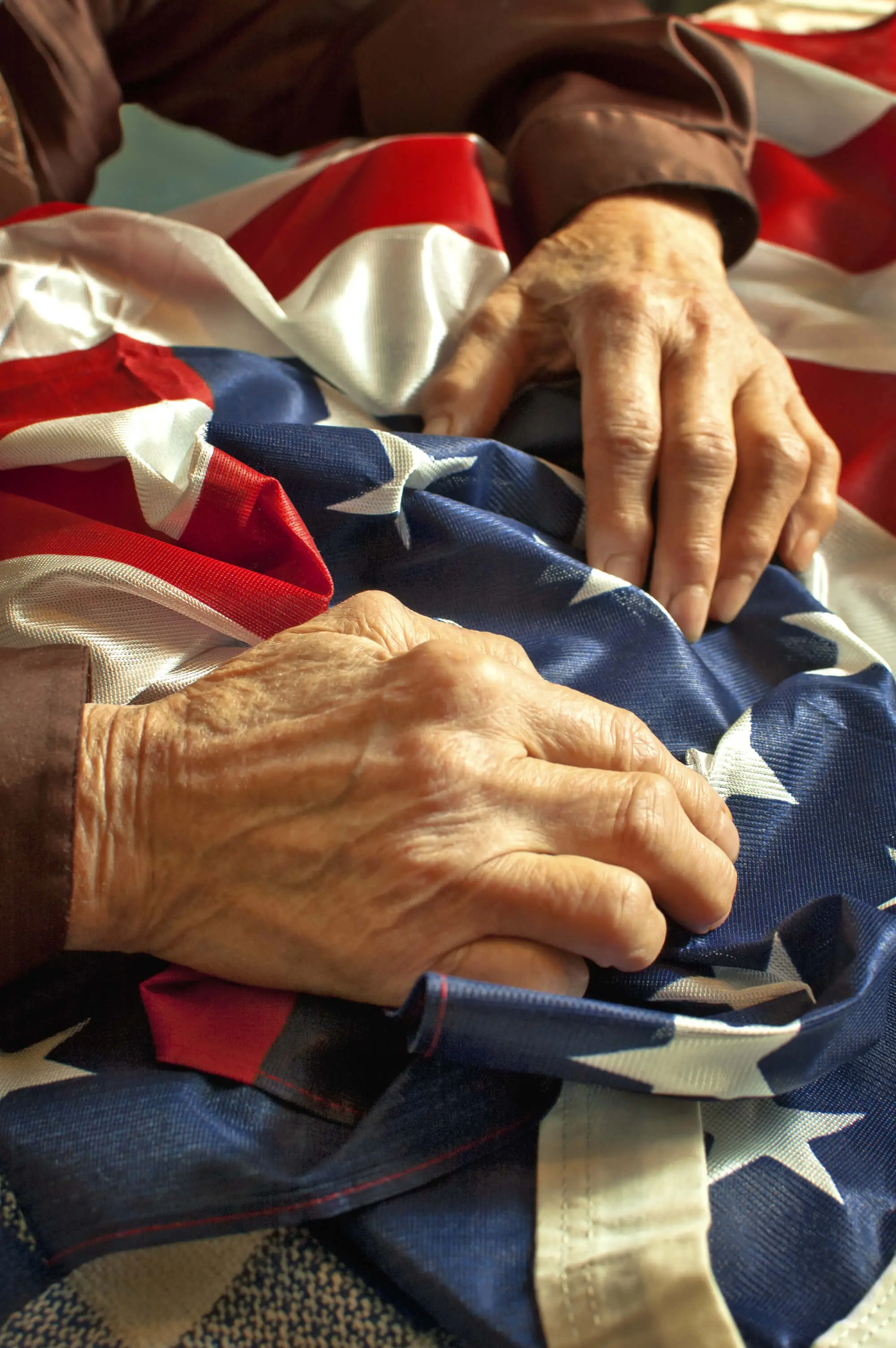 veterans-aid Veteran holding American flag