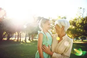 A child visits with her “Grandfriend.”